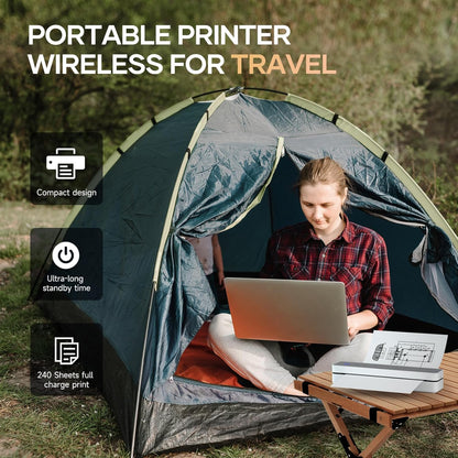 Portable-Printer Wireless for Travel,300DPI Inkless Thermal Small Printers for Home Use,Office,Vehicles,Mobile Bluetooth Printer Supports 8.5" x 11" US Letter,for Smartphone & PC,Black