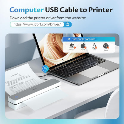 Portable-Printer Wireless for Travel,300DPI Inkless Thermal Small Printers for Home Use,Office,Vehicles,Mobile Bluetooth Printer Supports 8.5" x 11" US Letter,for Smartphone & PC,Black