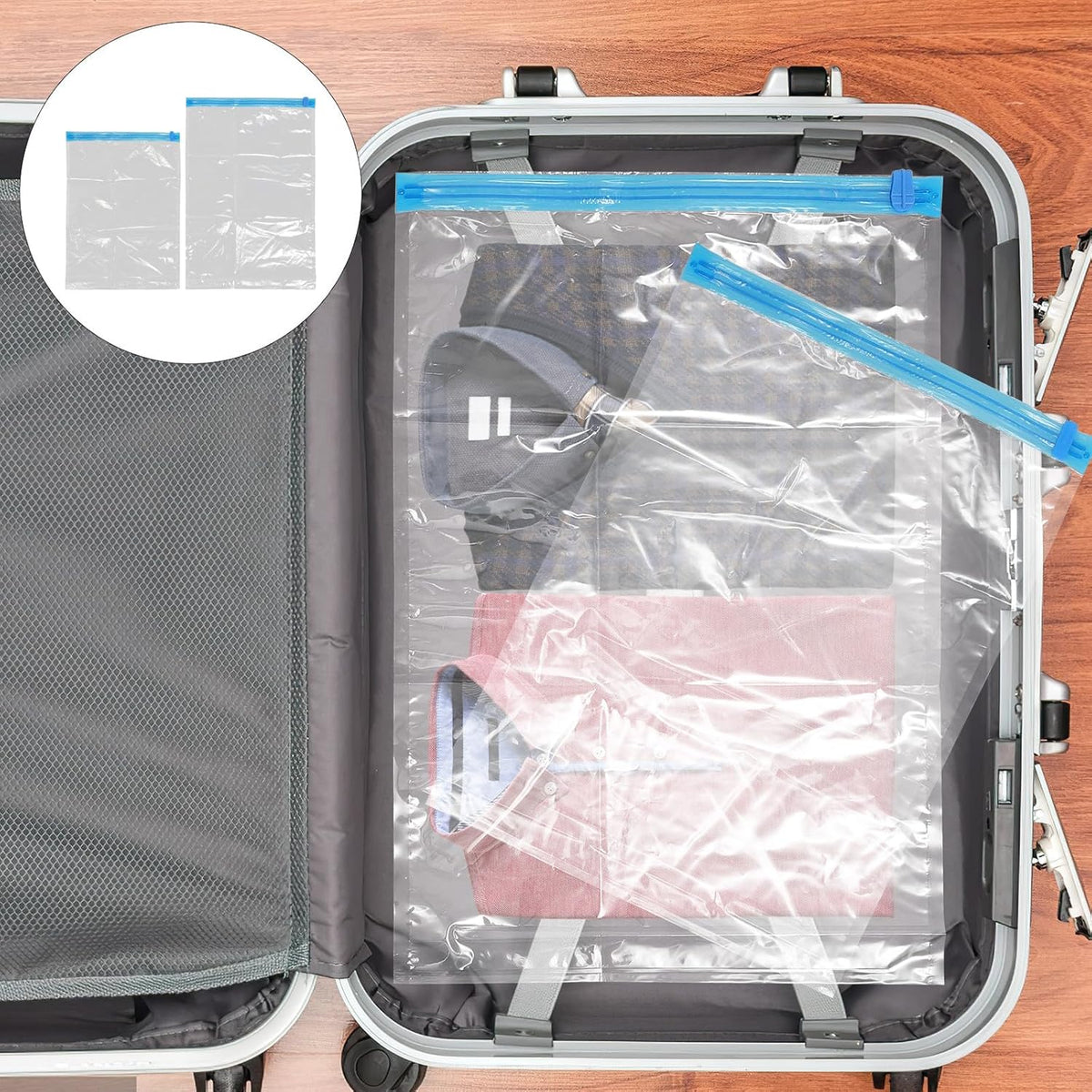 10pcs Vacuum Compression Bags for Clothes Hand-rolled Space Saver Storage Bags Travel Luggage Organizer Portable Small Large Size Packing Set