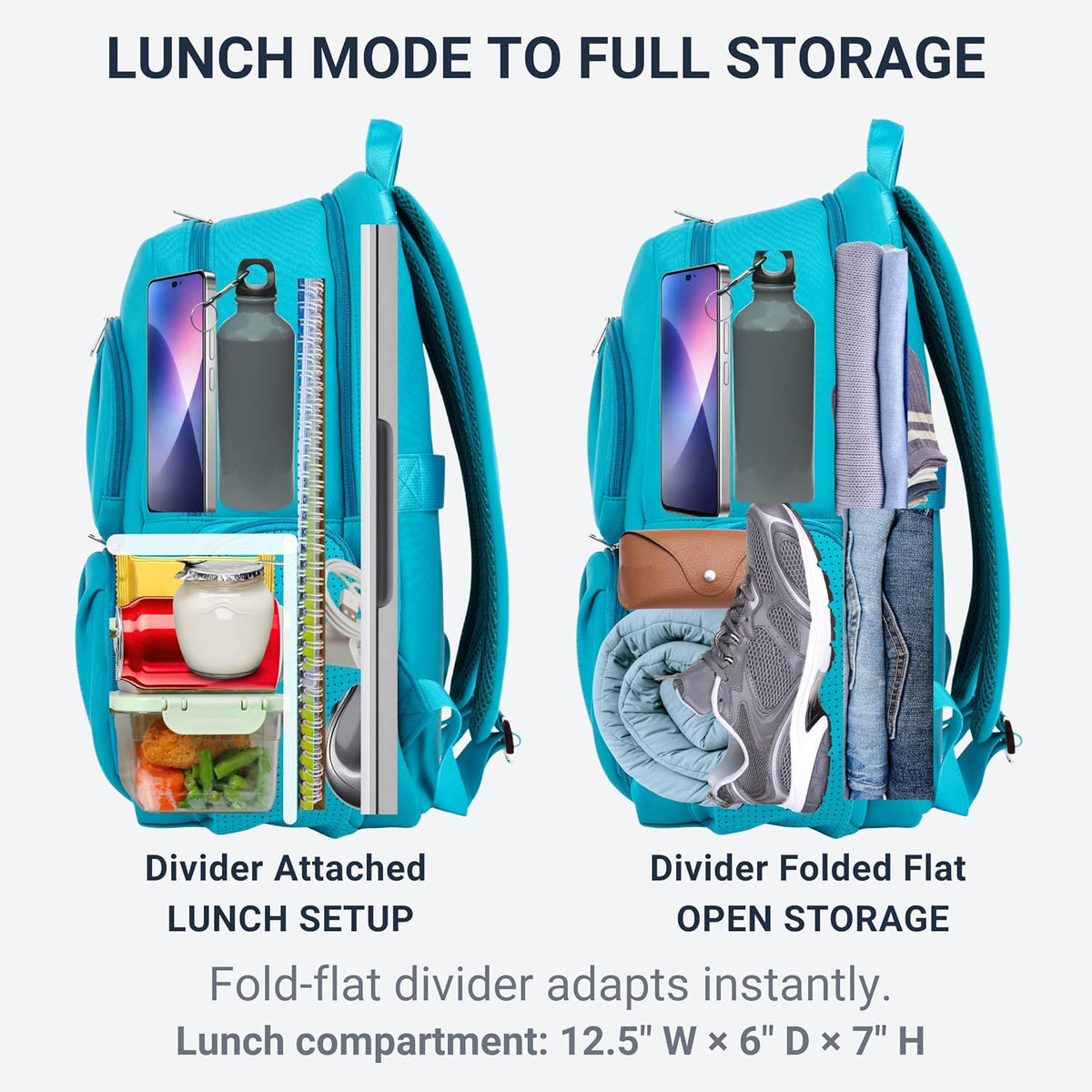 2 Piece Laptop Backpack and Crossbody Bag and Lunch Cooler for Women, Black | Full size 18 inch neoprene work backpack, structured lunch compartment, fits 17 inch laptop, carry on personal item