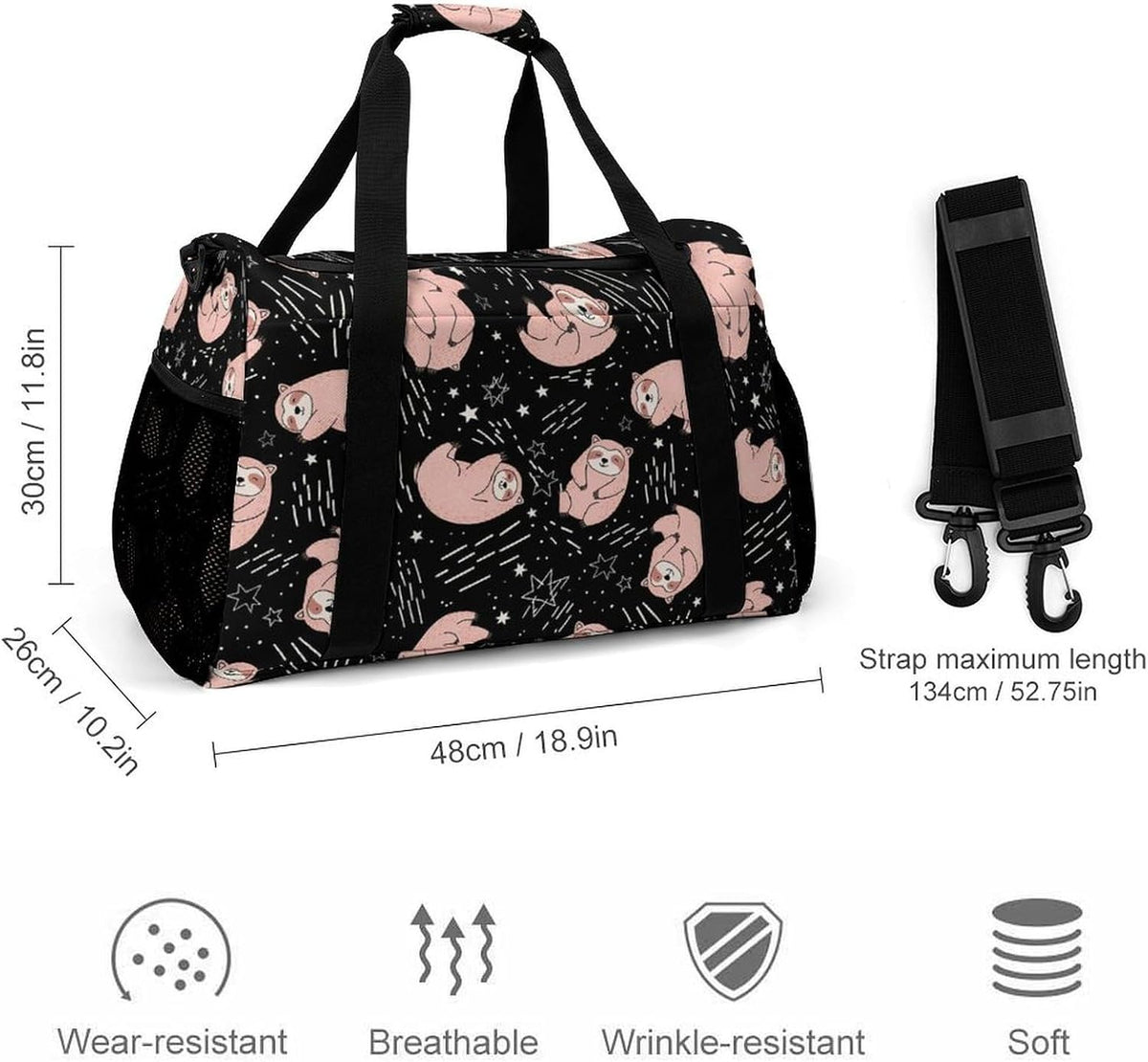 Duffel Bag for Weekend Travel and Gym Sports Overnight Spacious Design Adjustable Strap