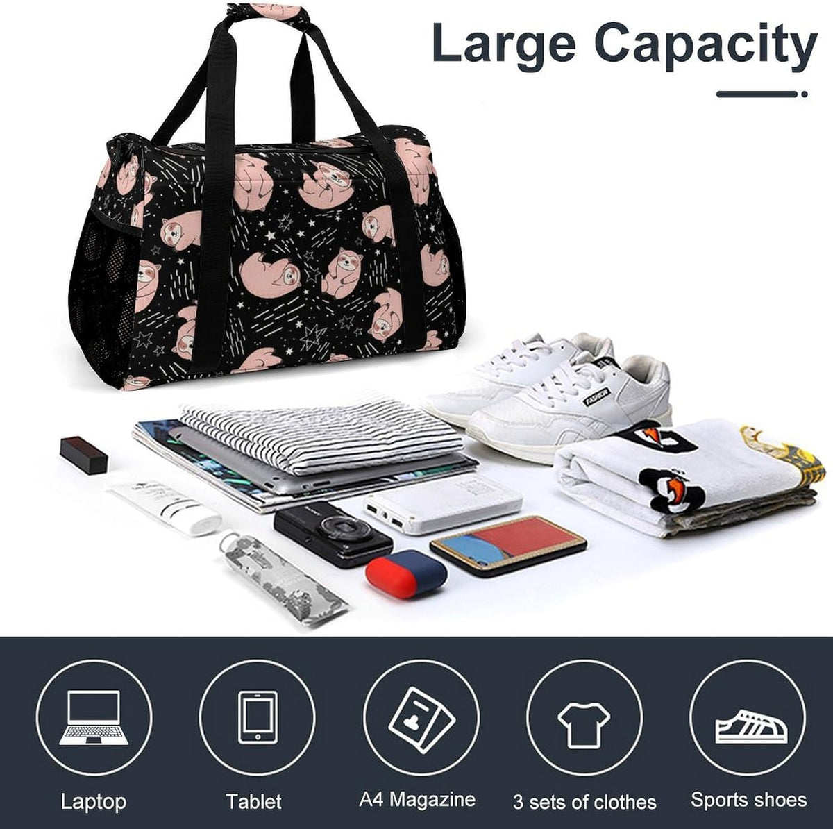 Duffel Bag for Weekend Travel and Gym Sports Overnight Spacious Design Adjustable Strap