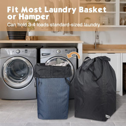 Washable Travel Laundry Bag with Handles and Drawstring, Heavy Duty Large Enough to Hold 3 Loads of Laundry, Fit a Laundry Basket or Clothes Hamper, 27.5x34.5 in,Grey