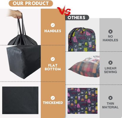 Washable Travel Laundry Bag with Handles and Drawstring, Heavy Duty Large Enough to Hold 3 Loads of Laundry, Fit a Laundry Basket or Clothes Hamper, 27.5x34.5 in,Grey