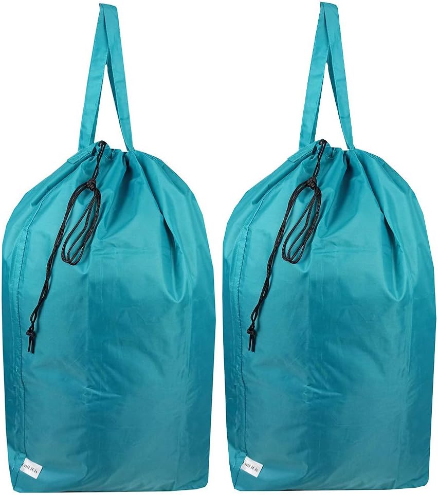 Washable Travel Laundry Bag with Handles and Drawstring, Heavy Duty Large Enough to Hold 3 Loads of Laundry, Fit a Laundry Basket or Clothes Hamper, 27.5x34.5 in,Grey
