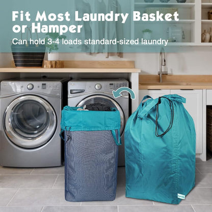 Washable Travel Laundry Bag with Handles and Drawstring, Heavy Duty Large Enough to Hold 3 Loads of Laundry, Fit a Laundry Basket or Clothes Hamper, 27.5x34.5 in,Grey
