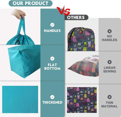 Washable Travel Laundry Bag with Handles and Drawstring, Heavy Duty Large Enough to Hold 3 Loads of Laundry, Fit a Laundry Basket or Clothes Hamper, 27.5x34.5 in,Grey
