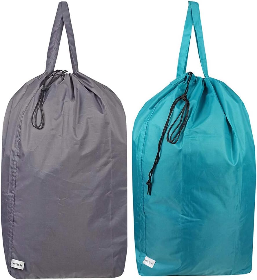 Washable Travel Laundry Bag with Handles and Drawstring, Heavy Duty Large Enough to Hold 3 Loads of Laundry, Fit a Laundry Basket or Clothes Hamper, 27.5x34.5 in,Grey
