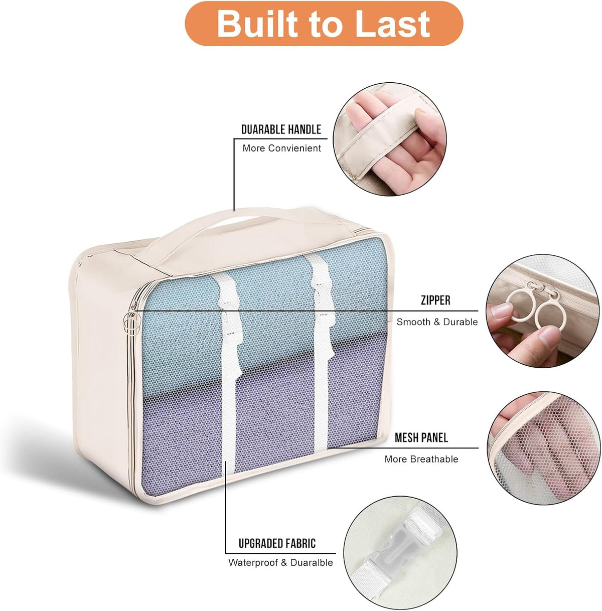 Packing Cubes for Travel- 8 Set Luggage Organizer Bags for Family, Mesh Breathable Travel Packing Cubes for Suitcases Durable Travel Essentials Bags Set (Beige, 8 Set)
