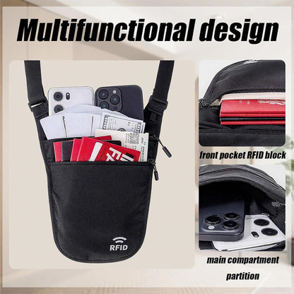 Travel Money Belt Under Clothes,RFID Passport Wallet, Hidden Money Belt for Travel Women Men, Secure Wallet to Protect Cash, Credit Cards