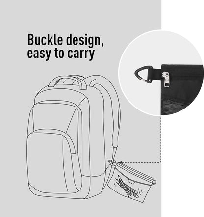 Water-Resistant Material Zipper Pouch, Mesh Zipper Bags for Storage, Travel, Office (Black, Small)