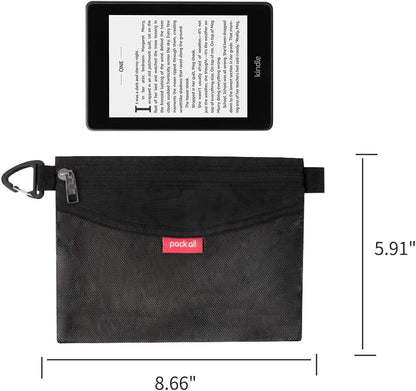 Water-Resistant Material Zipper Pouch, Mesh Zipper Bags for Storage, Travel, Office (Black, Small)