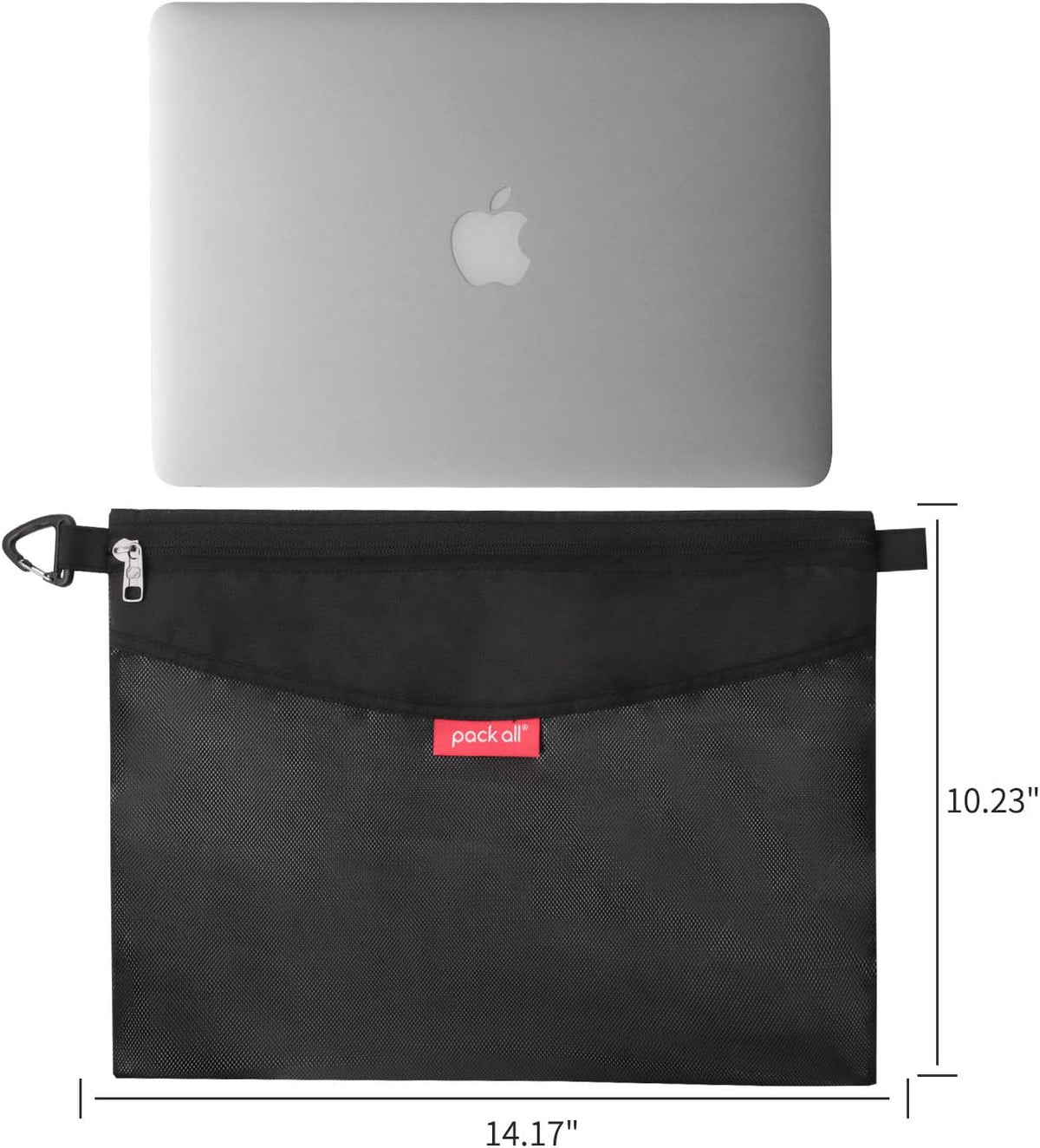 Water-Resistant Material Zipper Pouch, Mesh Zipper Bags for Storage, Travel, Office (Black, Small)