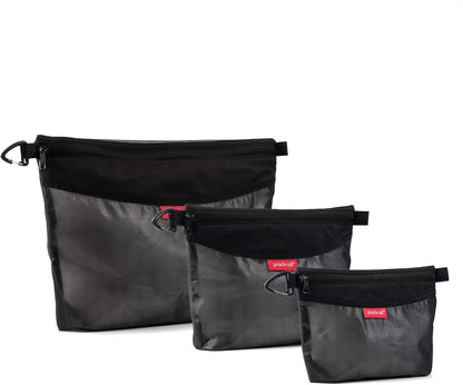 Water-Resistant Material Zipper Pouch, Mesh Zipper Bags for Storage, Travel, Office (Black, Small)