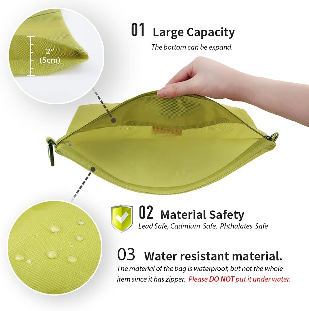 Water-Resistant Material Zipper Pouch, Mesh Zipper Bags for Storage, Travel, Office (Black, Small)