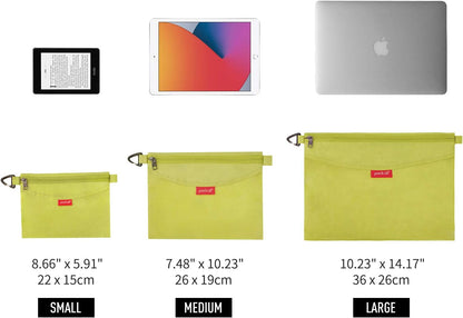 Water-Resistant Material Zipper Pouch, Mesh Zipper Bags for Storage, Travel, Office (Black, Small)
