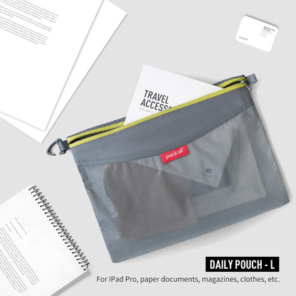 Water-Resistant Material Zipper Pouch, Mesh Zipper Bags for Storage, Travel, Office (Black, Small)
