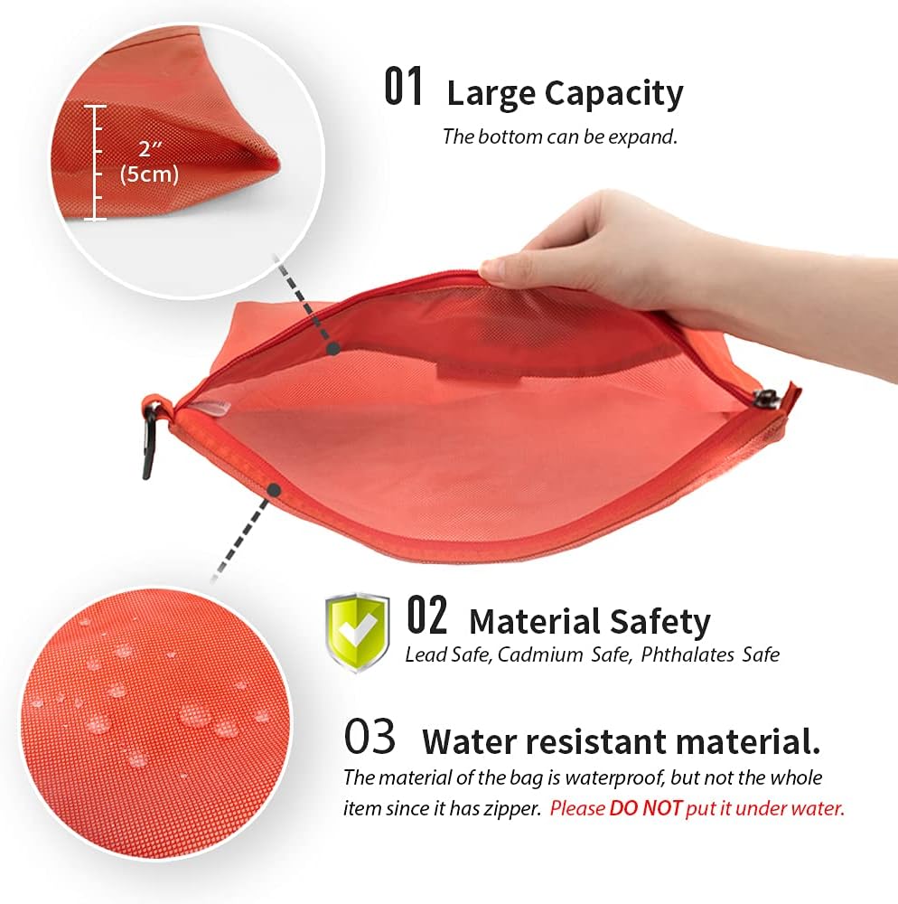 Water-Resistant Material Zipper Pouch, Mesh Zipper Bags for Storage, Travel, Office (Black, Small)