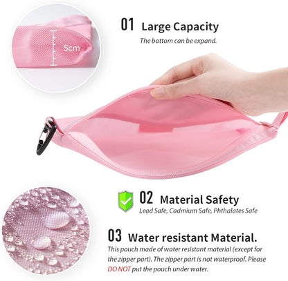 Water-Resistant Material Zipper Pouch, Mesh Zipper Bags for Storage, Travel, Office (Black, Small)