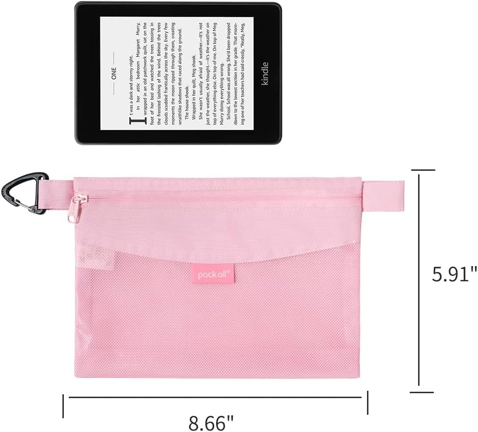 Water-Resistant Material Zipper Pouch, Mesh Zipper Bags for Storage, Travel, Office (Black, Small)