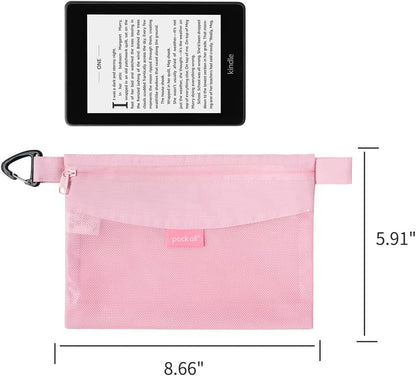 Water-Resistant Material Zipper Pouch, Mesh Zipper Bags for Storage, Travel, Office (Black, Small)