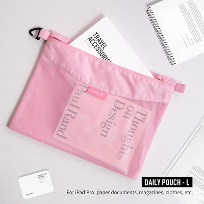 Water-Resistant Material Zipper Pouch, Mesh Zipper Bags for Storage, Travel, Office (Black, Small)
