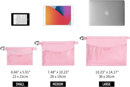 Water-Resistant Material Zipper Pouch, Mesh Zipper Bags for Storage, Travel, Office (Black, Small)