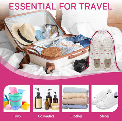 Shoe Bags for Travel, 13.8" x 11.8" Travel Shoe Bags for Packing, Large Waterproof Portable Travel Shoe Storage Bags Travel Essentials Women for and Men (20, Cherry)