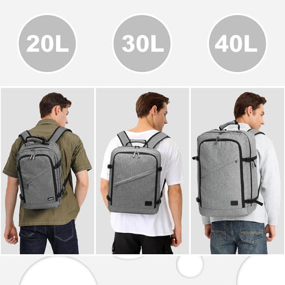 Carry on Backpack, Airline Approved Travel Backpack for Men and Women, Waterproof Lightweight Daypack for Flight (Grey, Medium)