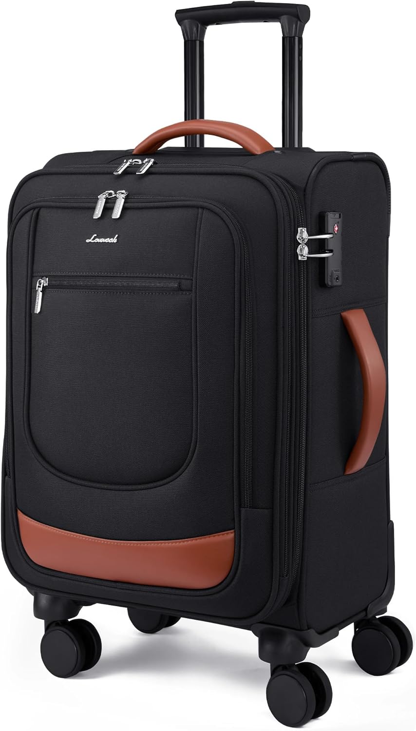 Carry On Luggage 22x14x9 Airline Approved, Softside Suitcase with Spinner Wheels for Men Women, 22 Inch Rolling Luggage with TSA Lock Multiple Compartments for Travel Business Trip
