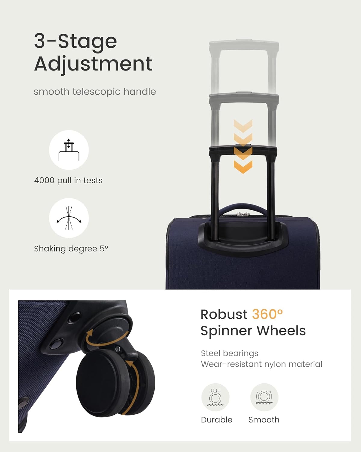 Carry On Luggage 22x14x9 Airline Approved, Softside Suitcase with Spinner Wheels for Men Women, 22 Inch Rolling Luggage with TSA Lock Multiple Compartments for Travel Business Trip