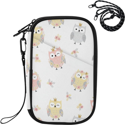 Cute Owls Flowers White Passport Holder for Travel Wallet | Water Resistant Family Travel Document Pouch Credit Cards Case for Women Men