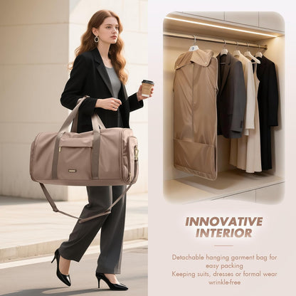 Convertible 2-in-1 Garment Bags for Travel,Women Men Carry On Garment Duffle Bag With Shoe Compartment,Hanging Suit bag,48L,Black