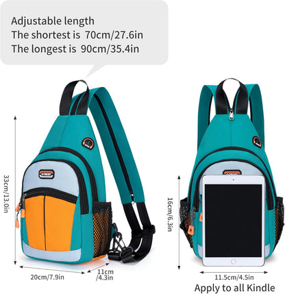 Small Sling Bags for Women Crossbody Backpack Multi-Pocket Adjustable Strap Daypack for Outdoors Hiking Traveling (green)