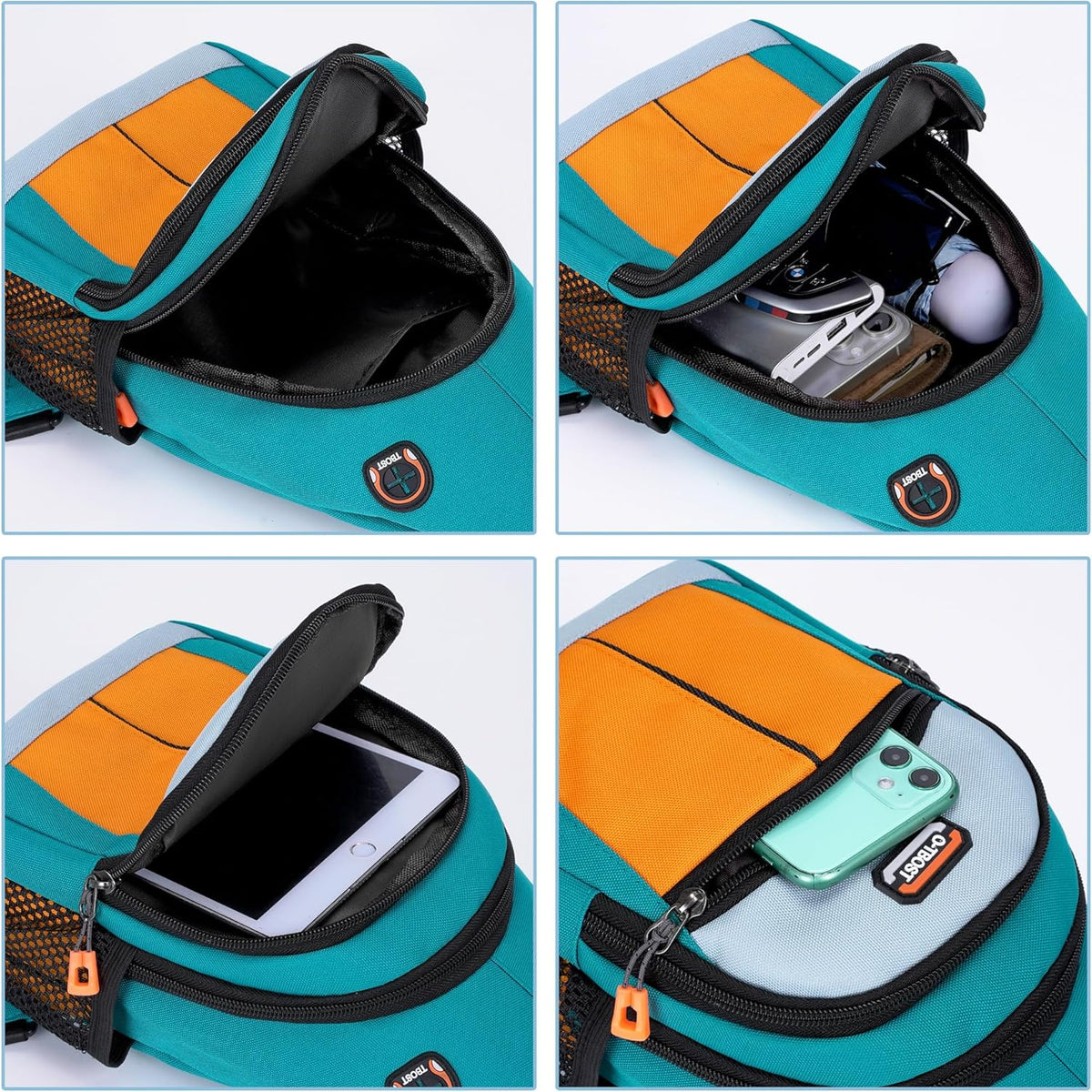Small Sling Bags for Women Crossbody Backpack Multi-Pocket Adjustable Strap Daypack for Outdoors Hiking Traveling (green)