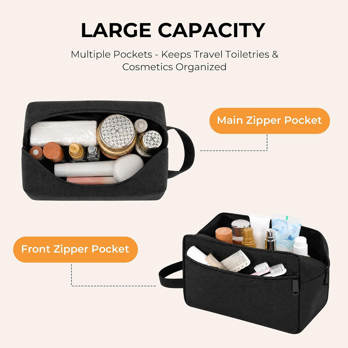 Travel Toiletry Bag for Men Women Hanging Makeup Bag Organizer Gray | Waterproof Toiletry Bag for Toiletries Accessories, Shaving Kit & Cosmetic Hanging Bag Organizer, for Travel, Bathroom, Gift