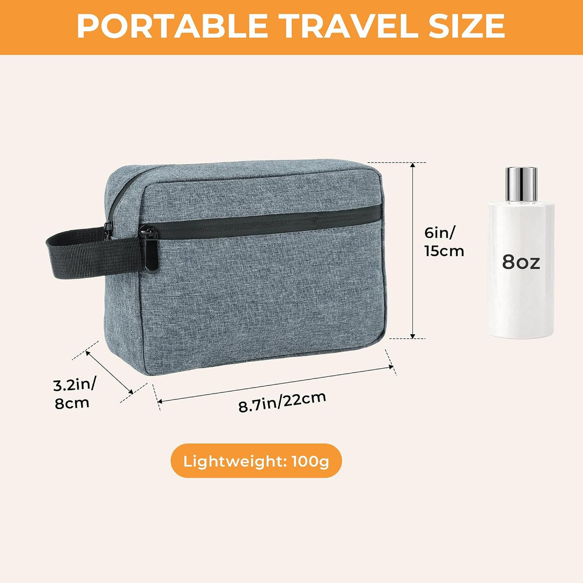 Travel Toiletry Bag for Men Women Hanging Makeup Bag Organizer Gray | Waterproof Toiletry Bag for Toiletries Accessories, Shaving Kit & Cosmetic Hanging Bag Organizer, for Travel, Bathroom, Gift