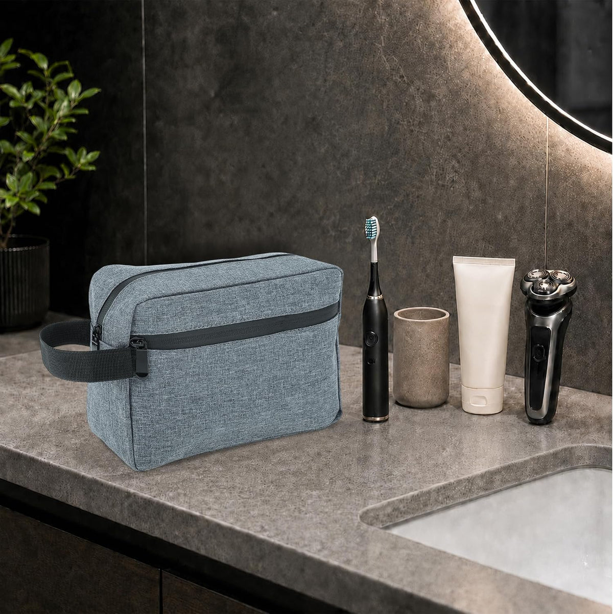 Travel Toiletry Bag for Men Women Hanging Makeup Bag Organizer Gray | Waterproof Toiletry Bag for Toiletries Accessories, Shaving Kit & Cosmetic Hanging Bag Organizer, for Travel, Bathroom, Gift
