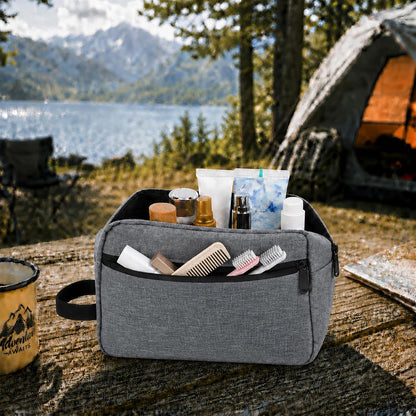 Travel Toiletry Bag for Men Women Hanging Makeup Bag Organizer Gray | Waterproof Toiletry Bag for Toiletries Accessories, Shaving Kit & Cosmetic Hanging Bag Organizer, for Travel, Bathroom, Gift