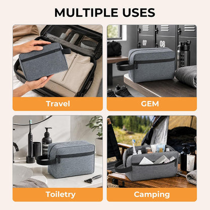 Travel Toiletry Bag for Men Women Hanging Makeup Bag Organizer Gray | Waterproof Toiletry Bag for Toiletries Accessories, Shaving Kit & Cosmetic Hanging Bag Organizer, for Travel, Bathroom, Gift