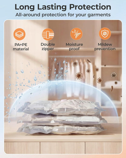 Vacuum Seal Storage Bags for Clothing Travel, 18 Pack Travel Essentials Bundle includes Laundry Bag & Waterproof Shoe Bag & TSA Approved Toiletry Bag, Hand Pump Included