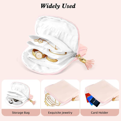 Small Jewelry Travel Case Jewelry Pouch Bags Pouch with Zipper Soft Mini Leather Organizer Storage Bag for Necklaces Bracelets Earrings for Women Girls