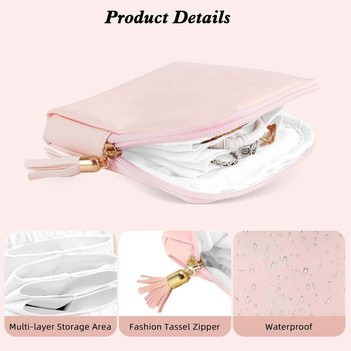 Small Jewelry Travel Case Jewelry Pouch Bags Pouch with Zipper Soft Mini Leather Organizer Storage Bag for Necklaces Bracelets Earrings for Women Girls