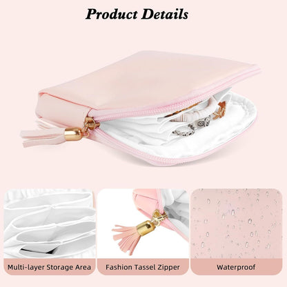 Small Jewelry Travel Case Jewelry Pouch Bags Pouch with Zipper Soft Mini Leather Organizer Storage Bag for Necklaces Bracelets Earrings for Women Girls
