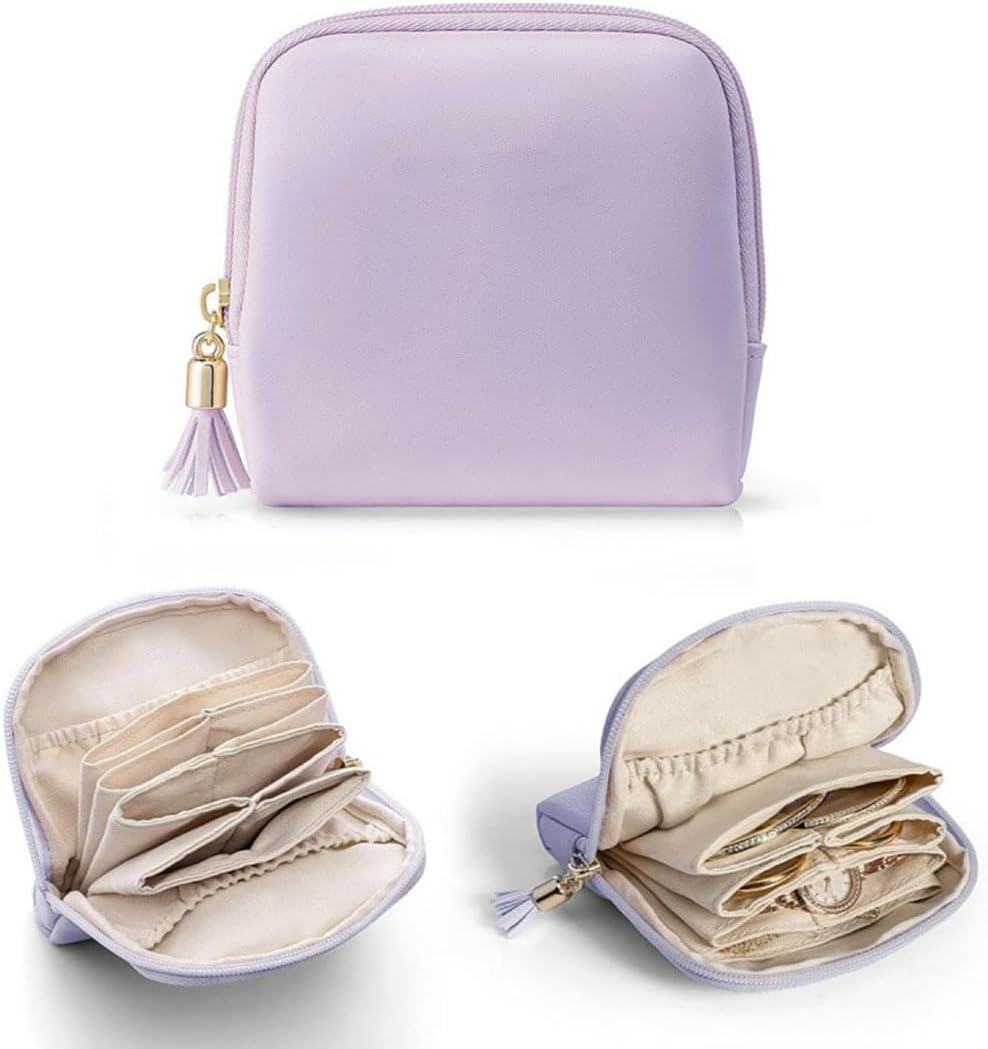 Small Jewelry Travel Case Jewelry Pouch Bags Pouch with Zipper Soft Mini Leather Organizer Storage Bag for Necklaces Bracelets Earrings for Women Girls