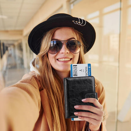 passport holder, passport cover, vaccine card holder, waterproof leather travel wallet with rfid blocking for men/women