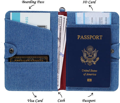 passport holder, passport cover, vaccine card holder, waterproof leather travel wallet with rfid blocking for men/women