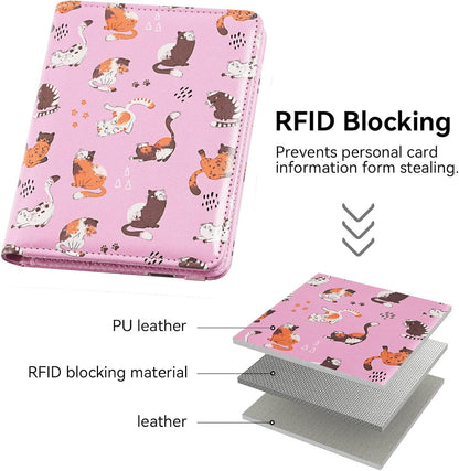 passport holder, passport cover, vaccine card holder, waterproof leather travel wallet with rfid blocking for men/women