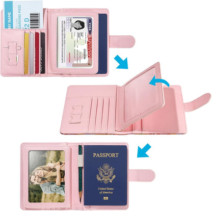 passport holder, passport cover, vaccine card holder, waterproof leather travel wallet with rfid blocking for men/women
