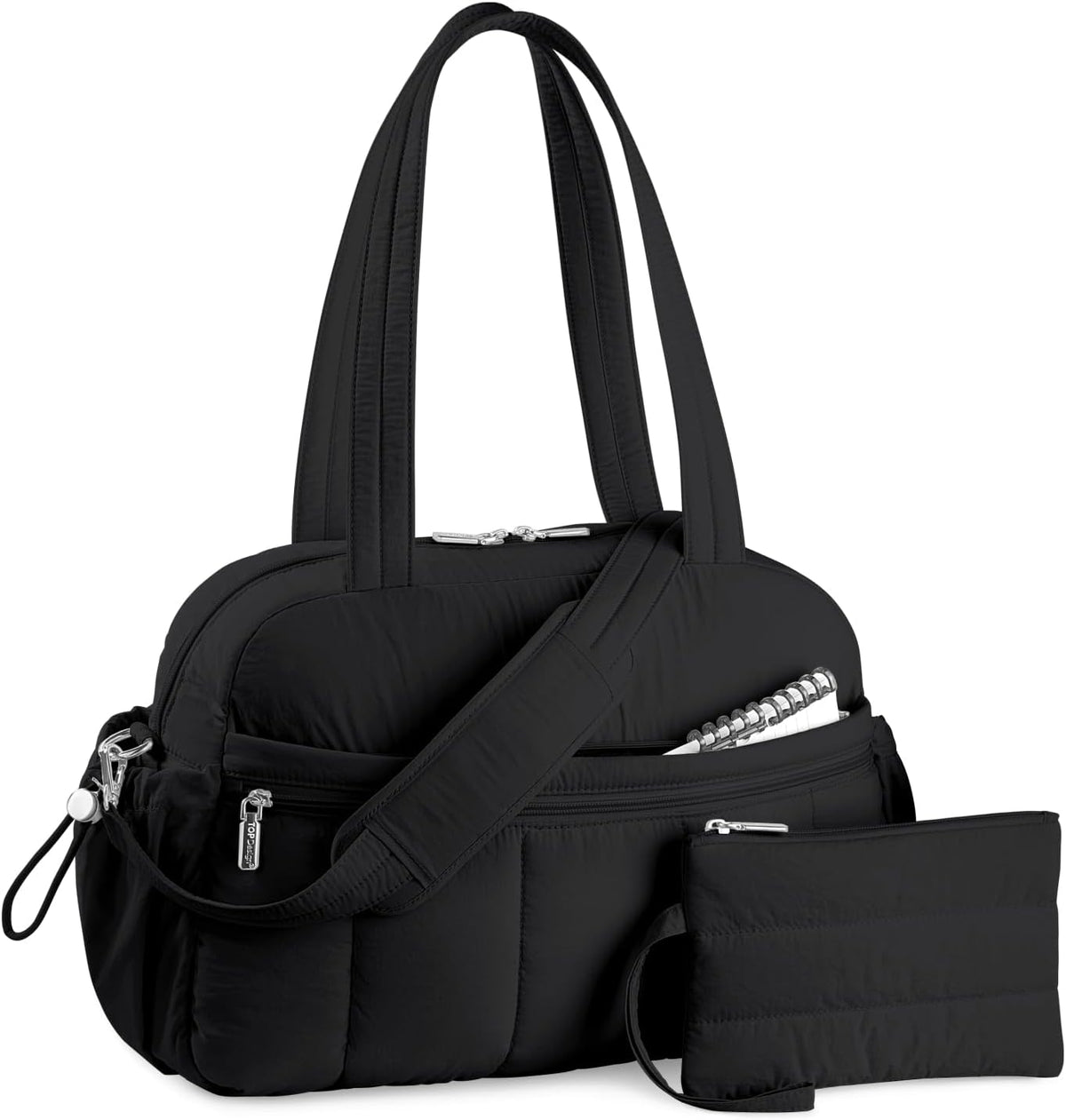 Travel Duffel Bag for Women, Puffer Gym Bag Sports Tote with Wet Pocket, Carry On Weekender with Luggage Sleeve (Navy Blue)